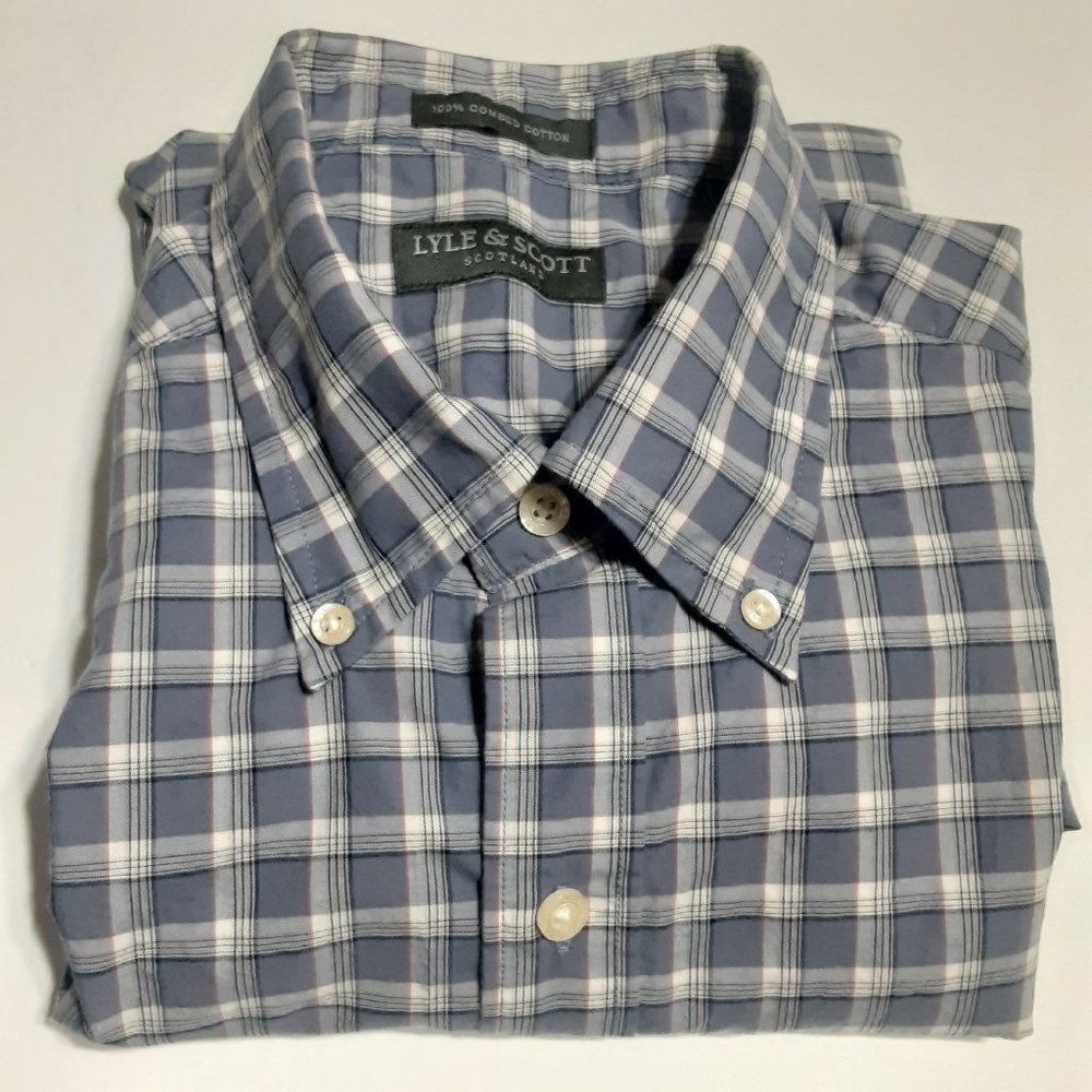 Lyle & Scott Men's Combed Cotton Button Down Long Sleeve Shirt in size L